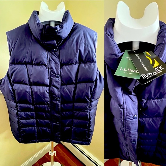 LL L.L. Bean Water repellent DownTek Vest womens 2XL Navy Blue - Picture 3 of 4